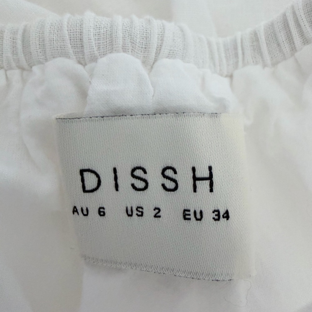 Dissh White Tiered Maxi Skirt Size 2 xs linen blend elastic waist long lined - Picture 3 of 4